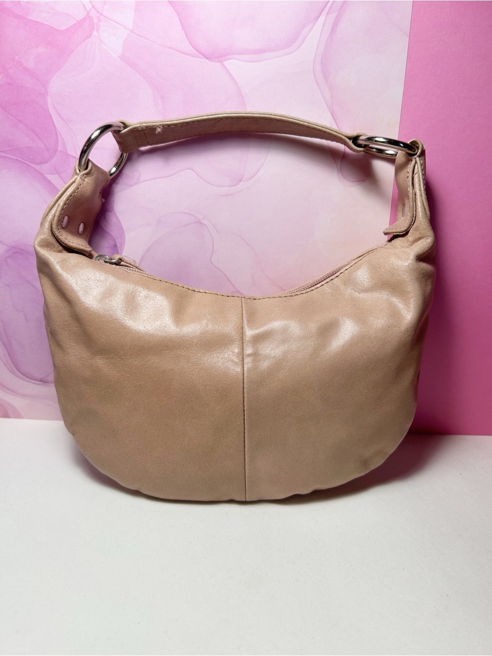 Wilsons Leather Maxima Leather Mini Shoulder Hobo Bag in Blush Pink Y2K